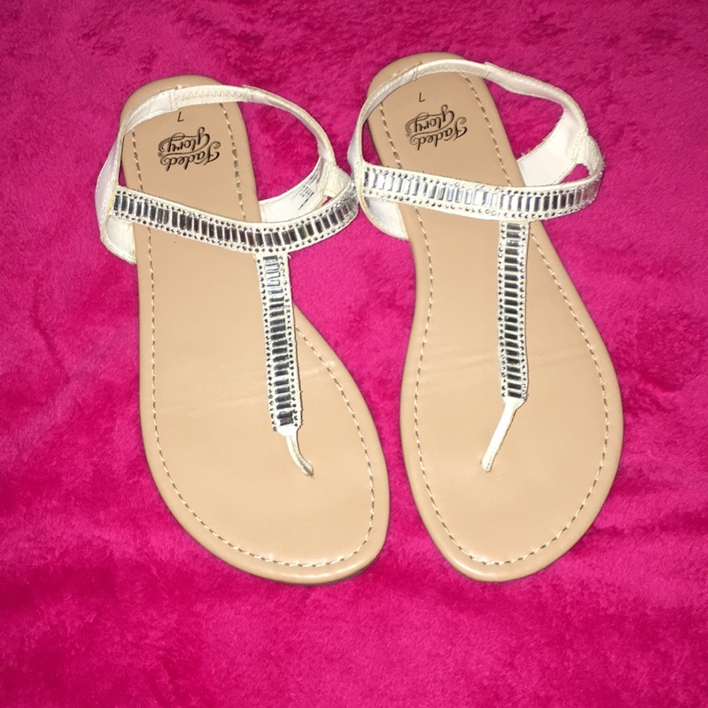 White and tan sandals